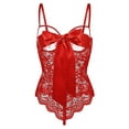 thumbnail image 5 of Enwejyy Women's Lingerie Babydoll Entice Lace Sexy Sheer Bow Crotchless Open Butt Back One Piece Bodysuit, 5 of 5