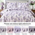thumbnail image 6 of Jessyhome Purple Floral Bedspread Queen/Full Size, Lightweight Watercolor Botanical Printed Quilt Set, Soft All Season Bedding with 2 Pillow Shams, 6 of 9