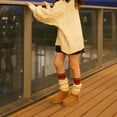 thumbnail image 6 of Harajuku Women Colorblock Striped Cable Knit Boot Socks Loose Style Leg Warmers, 6 of 21