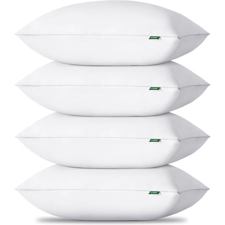 King Size Bed Pillows Set of 4, 19"x34", Soft and Supportive Down Alternative Filling for Side and Back Sleepers