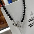 thumbnail image 1 of Collar Saturno Perlas Artificiales Diamantes Planeta Luz Lujo High Feeling Collarbone Cadena, 1 of 4