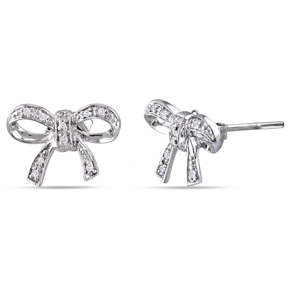 Everly Women's Diamond Accent Bow 10k White Gold Stud Earrings