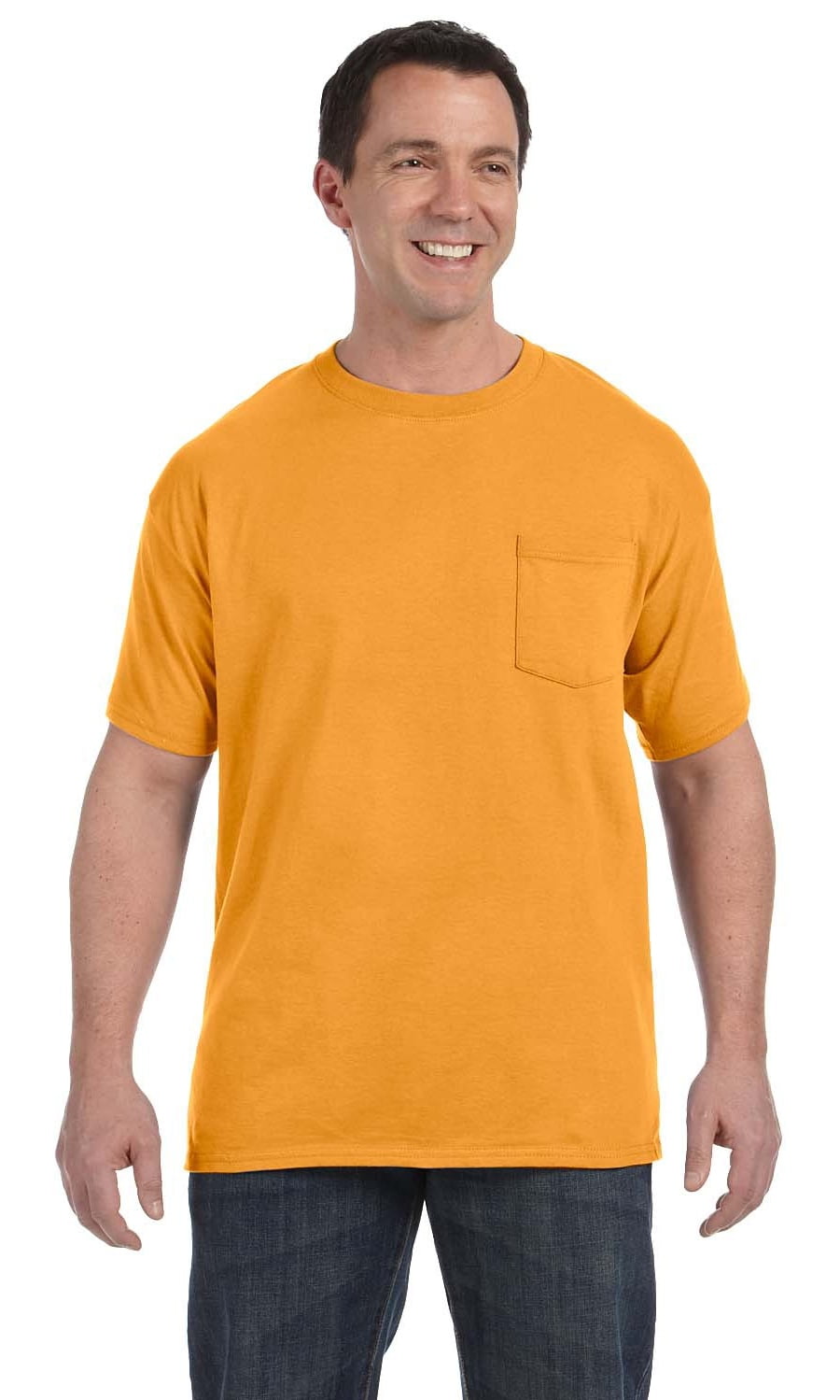 Hanes - The Hanes Mens 61 oz Tagless Pocket T-Shirt - GOLD - 3XL ...