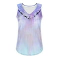thumbnail image 6 of Tank Tops for Women under $5 Plus Size Sleeveless Gradient Ruffles V-neck Casual Shirt Blue XXL, 6 of 6