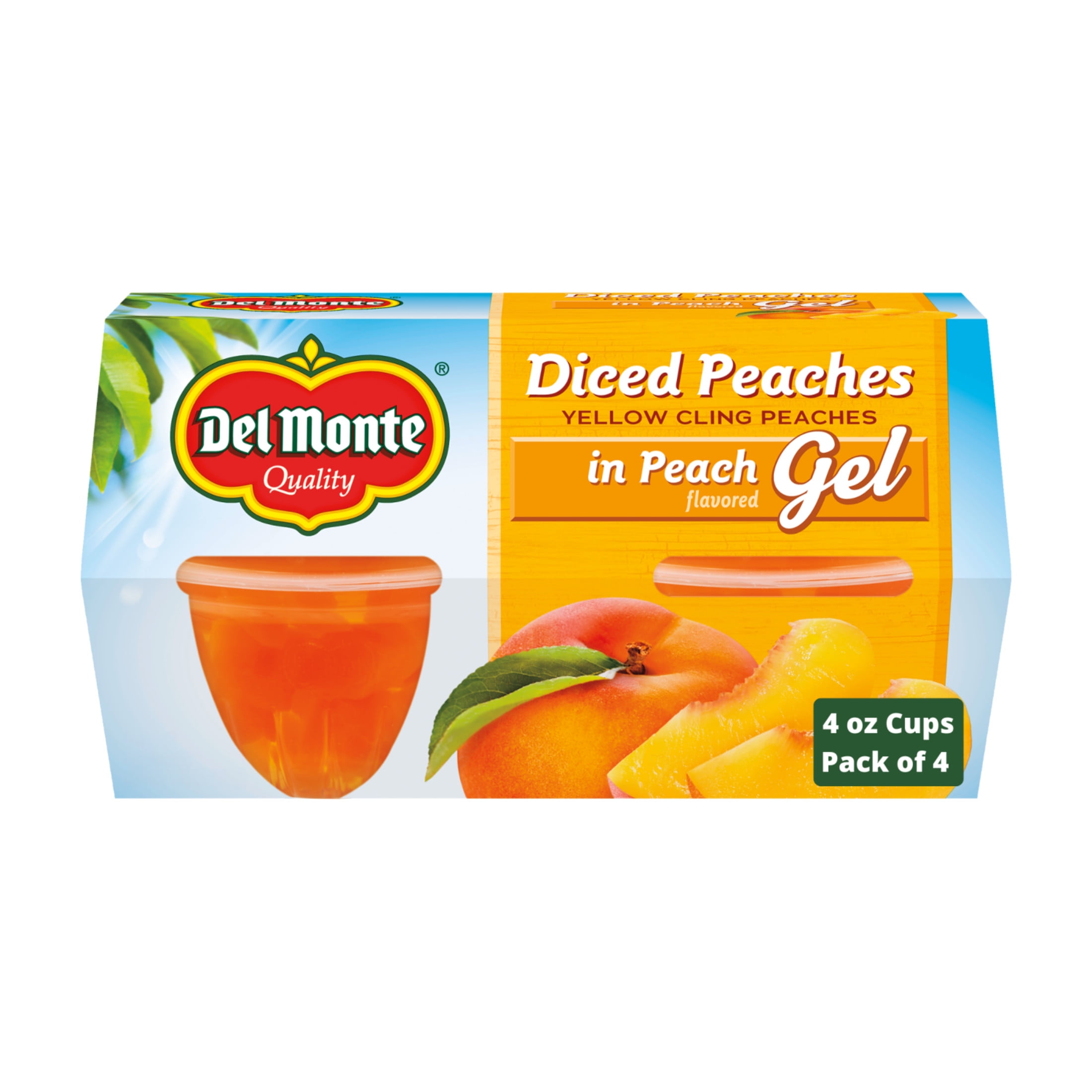 (2 pack) Del Monte Diced Peaches in Peach Flavored Gel 4.5 oz Cup (Pack of 4)