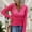 Hot Pink, variant on Womens Long Sleeve Shirts V Neck Slim Fitted Knit Top Stretch Ribbed Basic Tee Casual Going Out T Shirt T Shirts for Juniors Womens Tees Pack Stripped Baseball Tee Three Quarter Length Sleeve Tops for