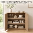 thumbnail image 3 of Hvoonc 34"W Fluted Sideboard Buffet Cabinet with Storage, Faux Marble Top, 2 Push-to-Open Doors, Adjustable Shelves, Modern Accent Cabinet for Dining Room, Living Room, Entryway, Natural Oak, 3 of 9