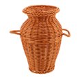 thumbnail image 1 of Jarrón de flores de imitación de ratán: Jarrón con dos asas para una casa rústica - Centro de mesa para flores frescas o artificiales, 1 of 7