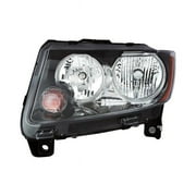 Sherman Parts Lt Composite Standard Type Headlamp Assembly with Black Trim for 2013-2017 Jeep Compass