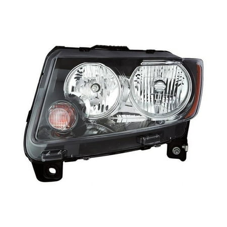 Sherman Parts Lt Composite Standard Type Headlamp Assembly with Black Trim for 2013-2017 Jeep Compass