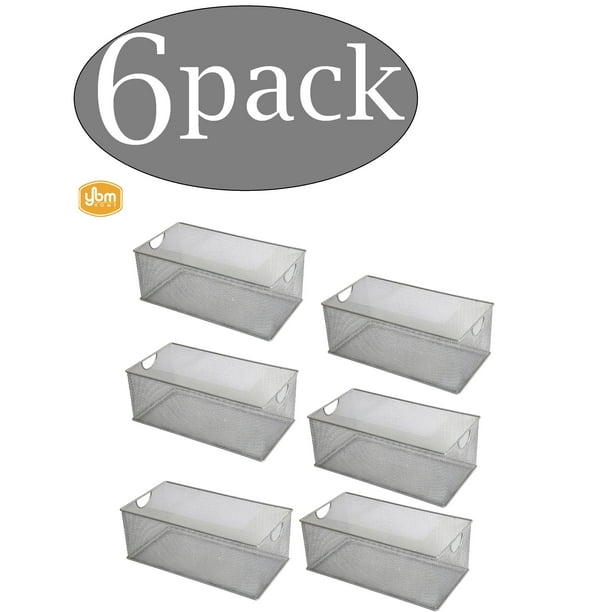 Ybm Home Wire Mesh Open Bin Shelf Storage Basket Kitchen Pantry Organizer Silver Upper 13 3 In L X 8 5 In W X 6 5 In H 6 Pack Walmart Com Walmart Com