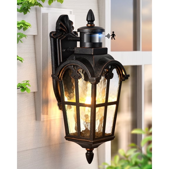 VIANIS Outdoor Motion Sensor Light, Oil Rubbed Bronze Porch Lights Outside Lantern, 16.4" H Dusk to Dawn Outdoor Lighting, 100% Aluminum Exterior Lighting Fixtures for House, Garden, Patio