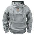 thumbnail image 2 of Mens Hoodies Pullover 2025 Fall Winter Long Sleeve Quarter Zipper Plain Tactical Hoodie with Pockets Hooded Sweatshirt, 2 of 4