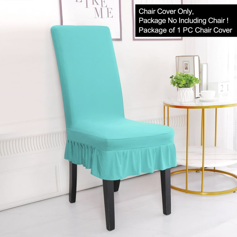Unique Bargains Ruffled Skirt Dining Chair Cover Set Teal M