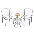 thumbnail image 2 of Costway 3 PCS Patio Acapulco Furniture Bistro Set Plastic Rope Glass Table White, 2 of 10