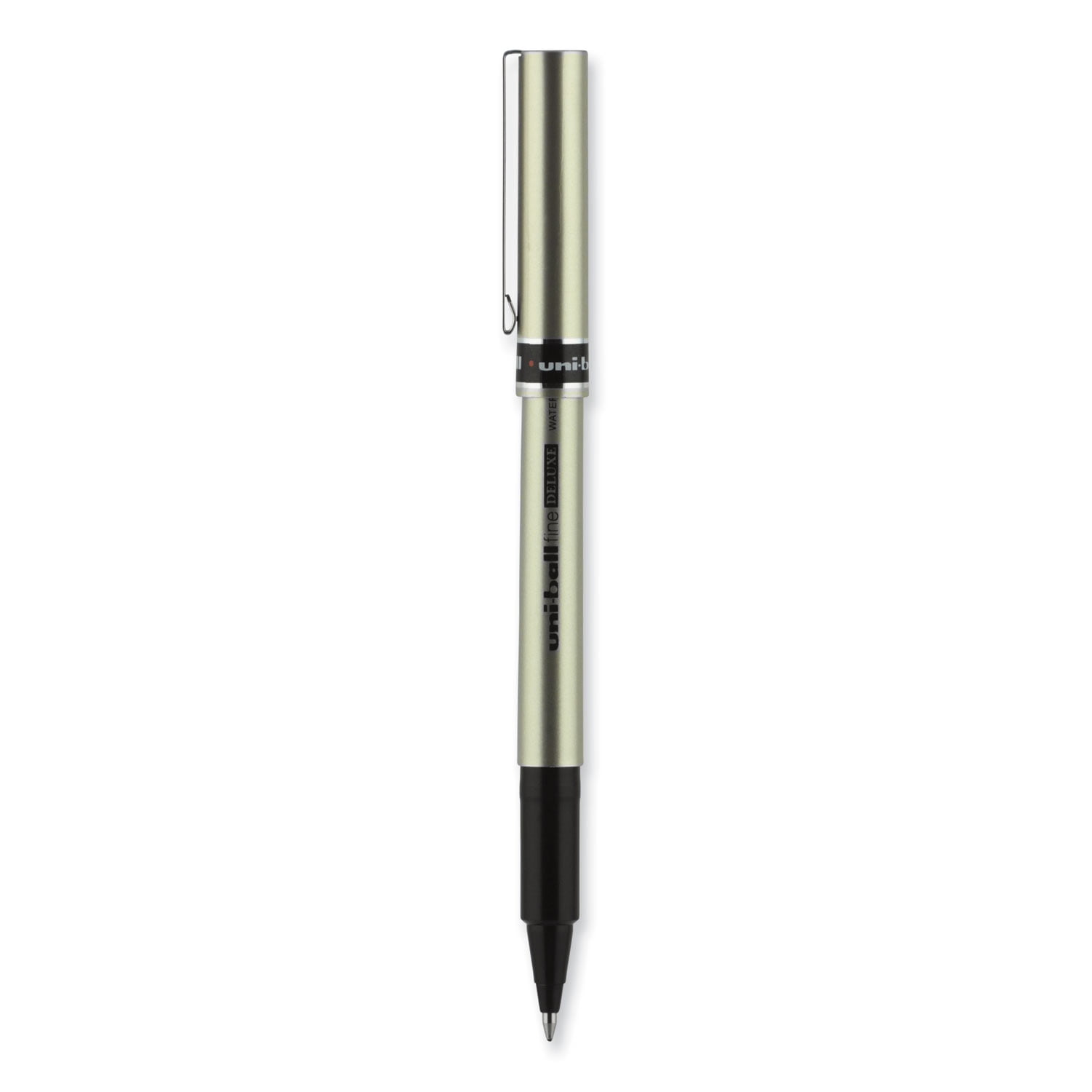 Deluxe Roller Ball Pen, Stick, Fine 0.7 mm, Black Ink, Champagne/Black Barrel, Dozen