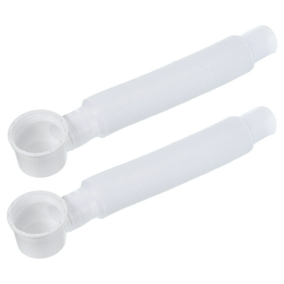 Uxcell 0.92ft ABS Bathtub Drain Pipe Adjustable Tubing Flexible Drainage Hose White 2Pcs