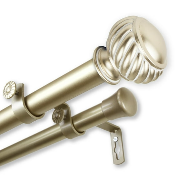 InStyleDesign  Barta 1 inch Diameter Adjustable Double Curtain Rod Light gold 120 to 170 inches Gold Finish