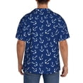 thumbnail image 5 of Naloa Nautical Anchors Men's Loose Fit Cuban Collar Short-Sleeve Shirt with Button-down and Chest Pocket for Everyday Wear Outings - XX-Large, 5 of 7