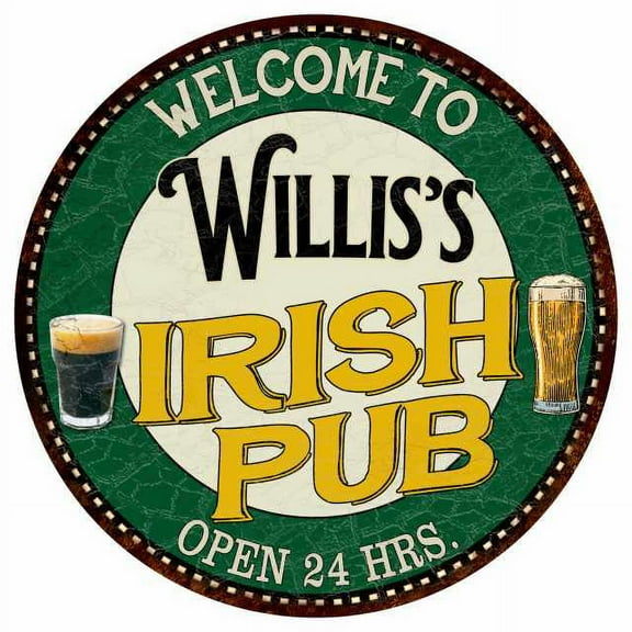 Willis's Irish Pub 14" Round Metal Sign Kitchen Bar Wall Decor 100140036366