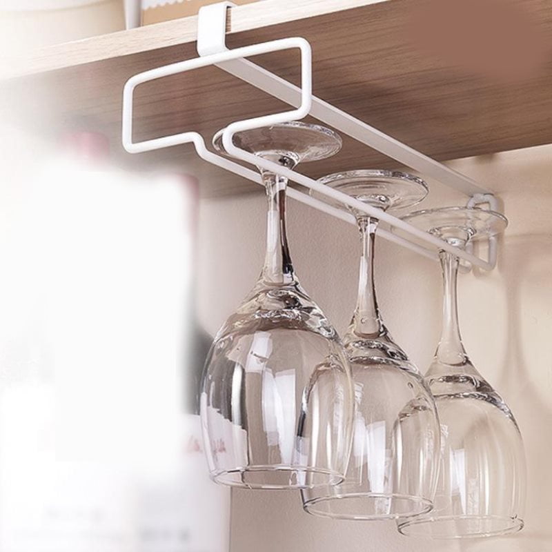 Hanging Glasses Holder, No Drilling Hanging Stemware Metal Wine
