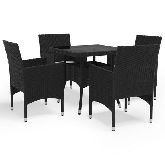 vidaXL Patio Dining Set Outdoor Dining Set Table Chair Poly Rattan and Glass