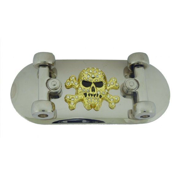 Skate Boarders Skateboard Belt Buckle Skateboarding Skull Crossbones Bling Gold