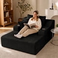 thumbnail image 2 of Leumius Oversized Chaise Lounge Chair Indoor,67'' Faux Fur Upholstered Boneless Sofa Bed,Deep Seat Sleeper Cloud Sofa with Cup Holders & 3 Pillows for Living Room, No Assembly Required,Black, 2 of 12