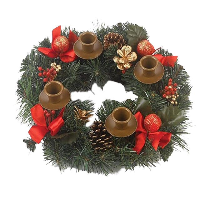Corona de Adviento de Navidad de 12 pulgadas candelabro de centro de mesa decorativo con 4 velas Marrón Soledad Portavelas de corona