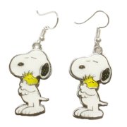 MAINSTREET247 Peanuts Cartoon Dog Holding Woodstock Enamel Metal Wire Earrings