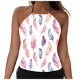 thumbnail image 3 of adviicd Bathing Suit Tops Women Ruffle High Waisted Tankini Swimsuit Tummy Control Bathing Suit(Light Purple,S), 3 of 7