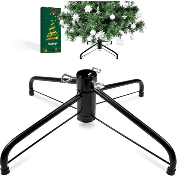 Bfantian Metal Chritstmas Tree Stand, 17.72 Inch Christmas Tree Stand for 3 to 7ft Christmas Trees,fits 0.5-1.35 inch Pole,Folding Christmas Tree Stand