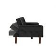 thumbnail image 5 of Convertible Sofa Bed With Three Adjustable Positions, PU Leather Couch With Five Wooden Legs and Tufted Buttons Trim, Upholstered Loveseat Couch Bed for Small Space, Living Room, Office, Black, 5 of 7