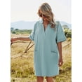 thumbnail image 3 of Loose Soft Notched Collar Tunic Dress, 3 of 4