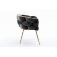 thumbnail image 4 of Luxury Modern Accent Chair, Leisure Velvet Armchair with Thick Woven Backrest and Gold Metal Frame, Upholstered Lazy Person Household Dresser Stool, Manicure Table Back Chair, Dining Chair, Black, 4 of 7