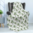 thumbnail image 4 of Tropical Soft Flannel Fleece Throw Blanket, Retro Tropic Jungle Theme with Green Hawaiian Palm Trees Pattern on White, Cozy Plush for Indoor and Outdoor Use, 50" x 70", Green Grey White, by Ambesonne, 4 of 5