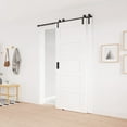 thumbnail image 2 of WINSOON 5FT Single Track Bypass Barn Door Hardware Double Doors Kit I Style Hanger Black finish, 2 of 7