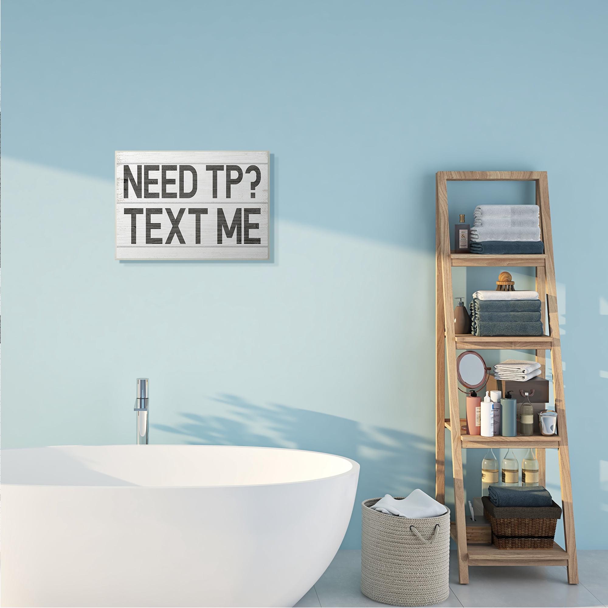 Stupell Industries Need TP Text Me Rustic Vintage Bathroom Sign Wall Plaque, 13 x 19, Design by Daphne Polselli