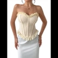 thumbnail image 3 of Tops de Sujetador para Mujer con Retazos de Encaje y Cintura Adelgazante para Usar Como Prenda Exterior Albaricoque XS, 3 of 10