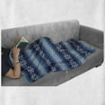 thumbnail image 6 of Winter Soft Flannel Fleece Blanket, Traditional Scandinavian Needlework Inspired Pattern Jacquard Flakes Knitting Theme, Cozy Plush for Indoor and Outdoor Use, 50" x 60", Blue White, by Ambesonne, 6 of 6