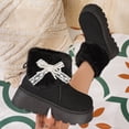 thumbnail image 2 of Viluyesy Womens Winter Snow Boots Platform Fur Lined Warm Non Slip Faux Suede Pearl Bow Casual Boots Black Size 6, 2 of 10