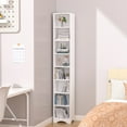 thumbnail image 3 of VECELO 71" Tall Narrow Bookcase, Small Storage Cabinet with Adjustable Shelves, Corner Bookshelf, 8-Tier Cube Display Rack for Home Office, White, 3 of 12