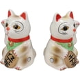 thumbnail image 4 of Ebros Ceramic Japanese Maneki Neko Salt And Pepper Shakers Magnetic Cat 3.5"Tall, 4 of 8