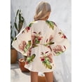 thumbnail image 2 of jinghuiyue Womens Summer Casual Dress V Neck Kimono Sleeve Tropical Print Mini Dresses Beach Vacation Clothes M, 2 of 7