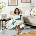 thumbnail image 4 of Wearable Blanket,Light Green Dinosaurs Leaves Pattern Hooded Wearable Flannel Blanket for Adults & Teens,Winter Poncho Shawl Wrap Cape Cozy Anti-Pill,60"x80", 4 of 5