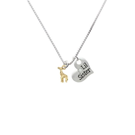- Goldtone Mini Giraffe Lil Sister Heart Necklace