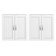 2pcs Wall Mount Cabinet with Adjustable Shelf Cupboard Unit for Bathroom White