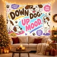 thumbnail image 3 of Down Dog Up Mood Cartoon Dogs in Yoga Poses, Cheerful Illustration Style for Dog Lovers, Dog Yoga Wall Art Birthday Gift, Tapestry Wall Hanging for Yoga Room and Dorm, 3 of 7