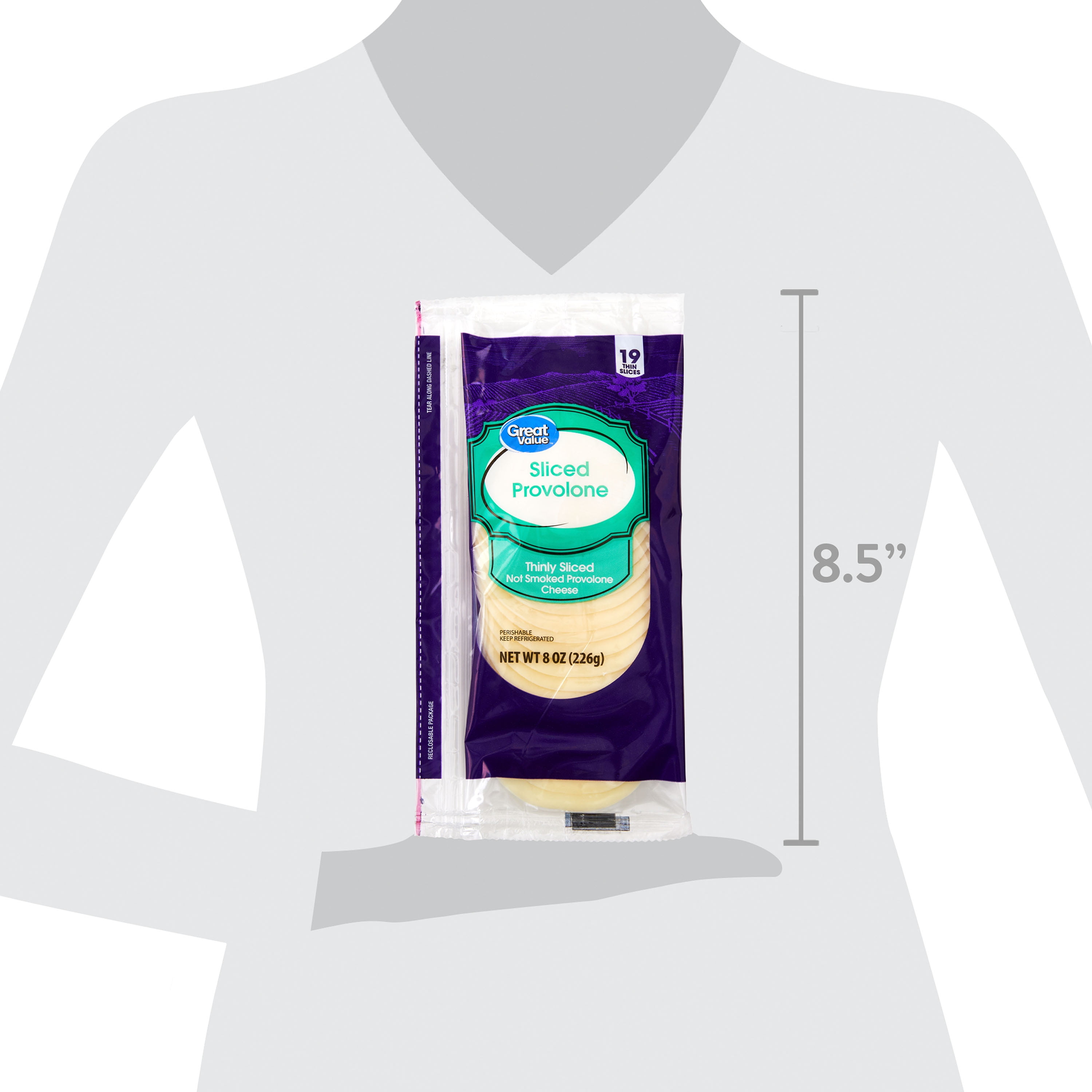 Great Value Provolone Deli Style Sliced Cheese, 8 oz, 19 Slices