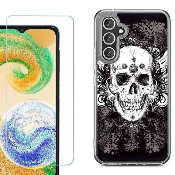 Phone Case for Samsung Galaxy S26 5G, with Screen Protector, by OneToughShield - Grunge Skull
